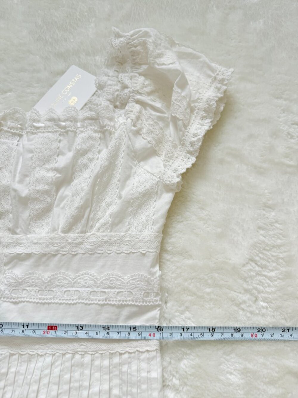 NWT Caroline Constas White Lace Cotton Cottagecore Maxi Dress S - Picture 12 of 15